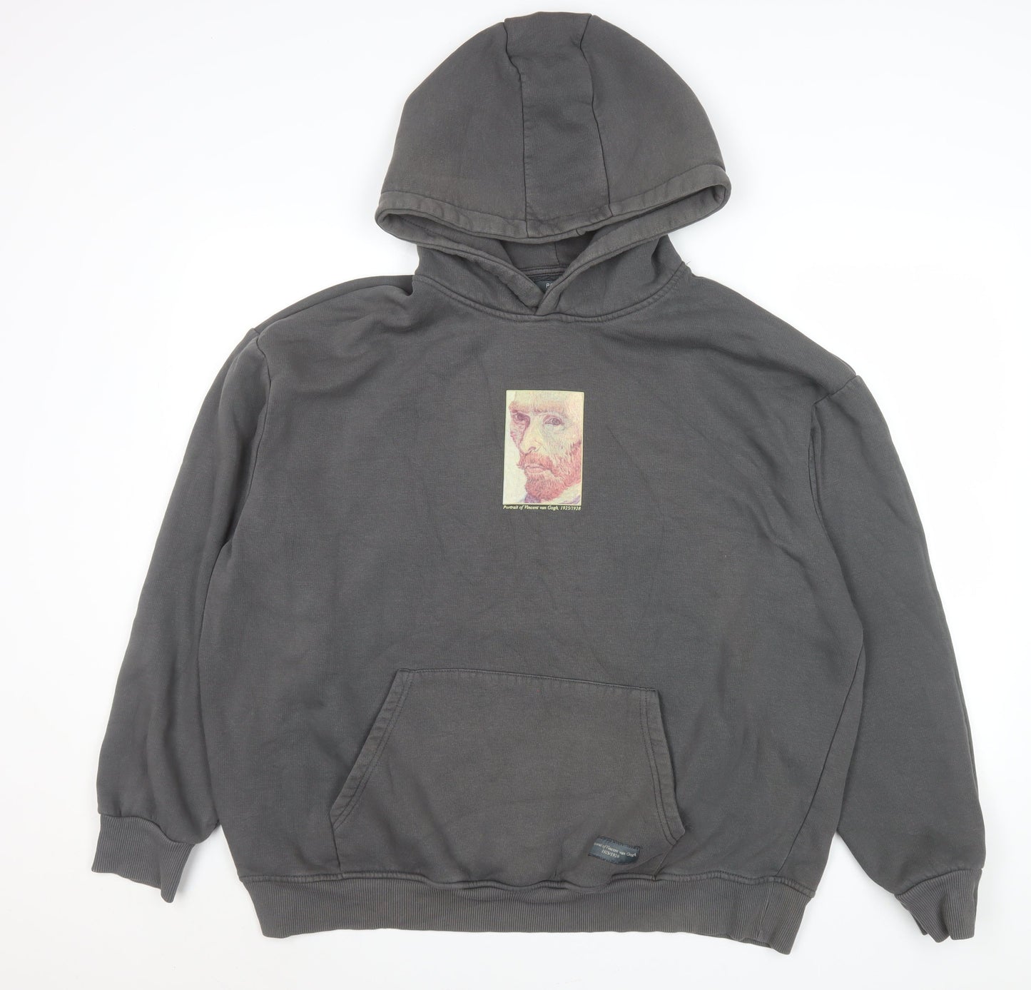 Primark Men's Grey Van Gogh Graphic Pullover Hoodie 2XL