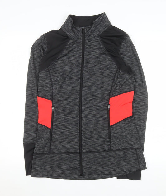 Ideology Women's Grey & Coral Athletic Full Zip Track Jacket Size M