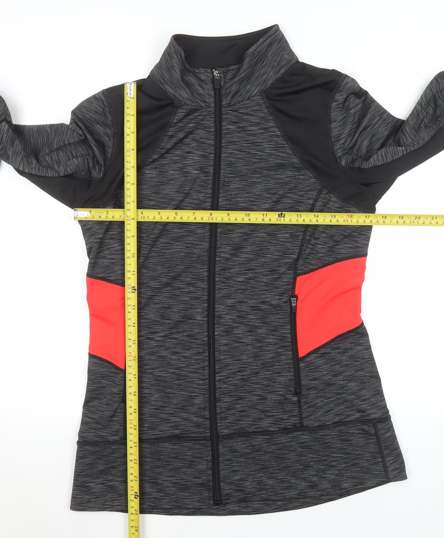 Ideology Women's Grey & Coral Athletic Full Zip Track Jacket Size M