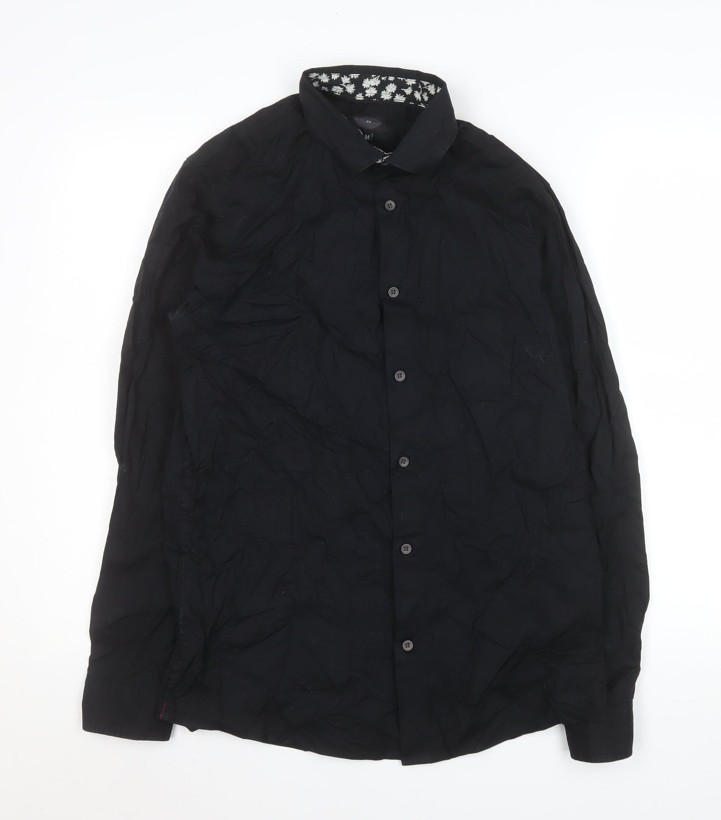 Silver Eight Men's Black Regular Fit Long Sleeve Cotton Formal Shirt M