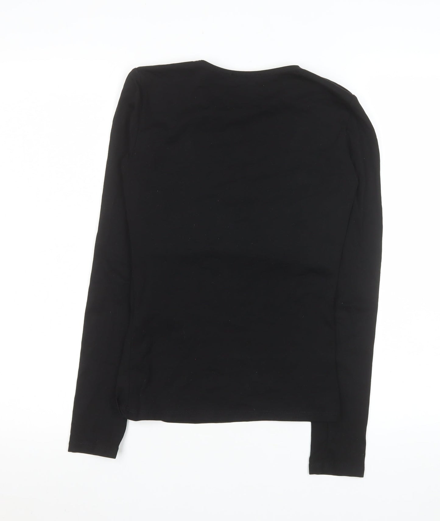 ZARA Women Black XS Basic Long Sleeve Cotton Stretch Top