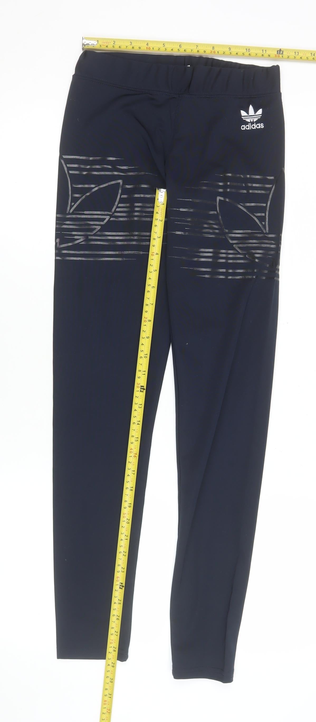 adidas Women Black Stretch Leggings M Slim Fit Athleisure Trousers