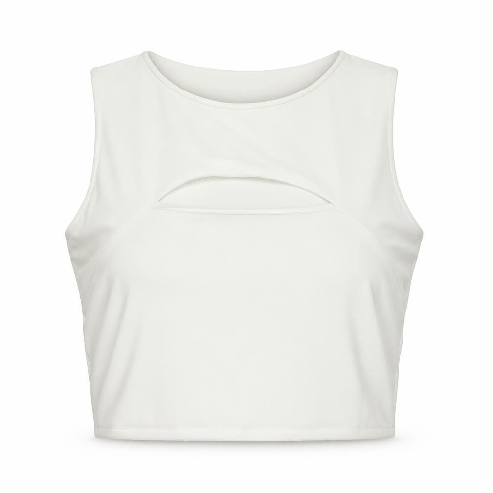 Pink Vanilla Women's White Cropped Tank Top L Slim Fit Sleeveless