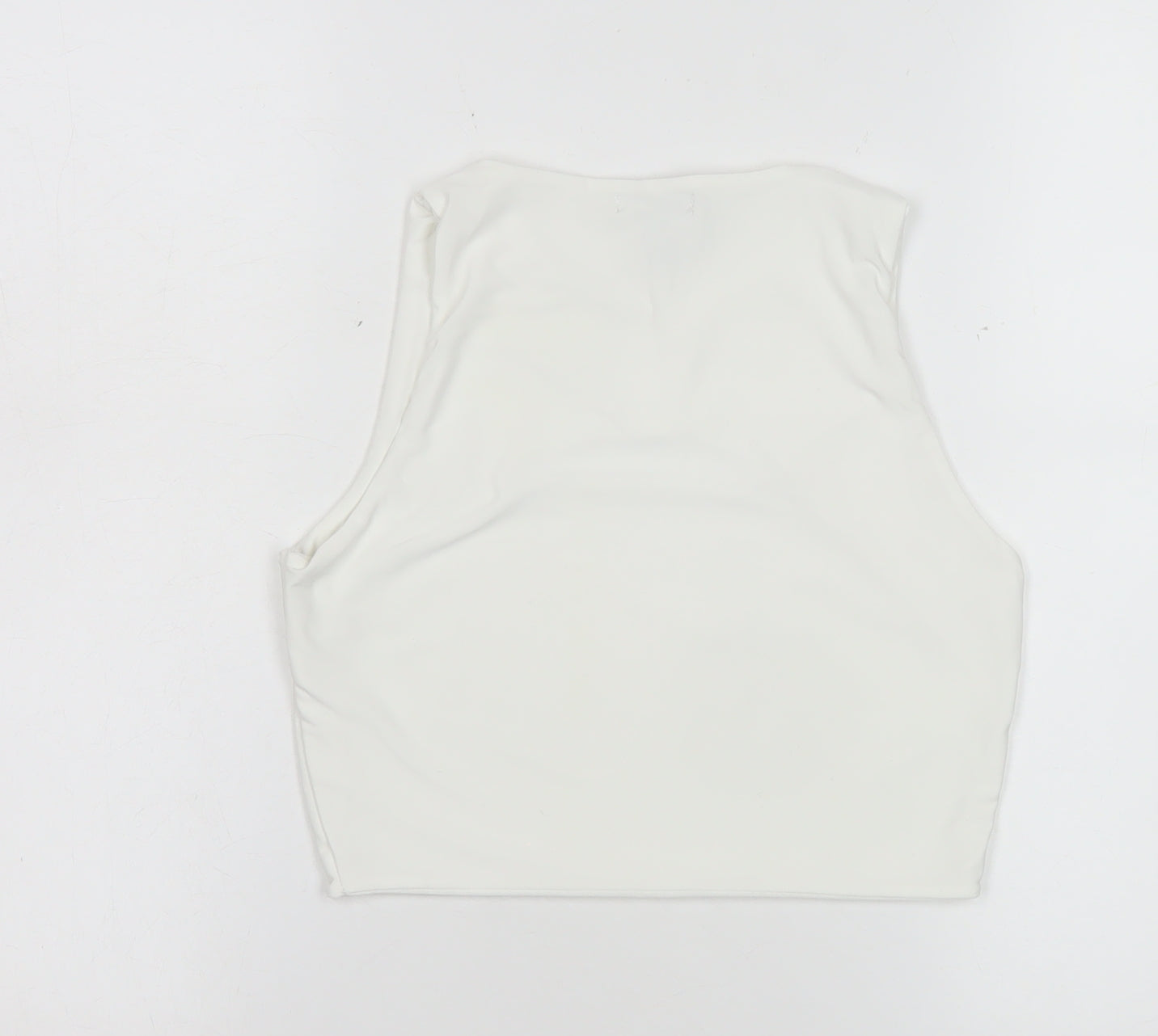Pink Vanilla Women's White Cropped Tank Top L Slim Fit Sleeveless
