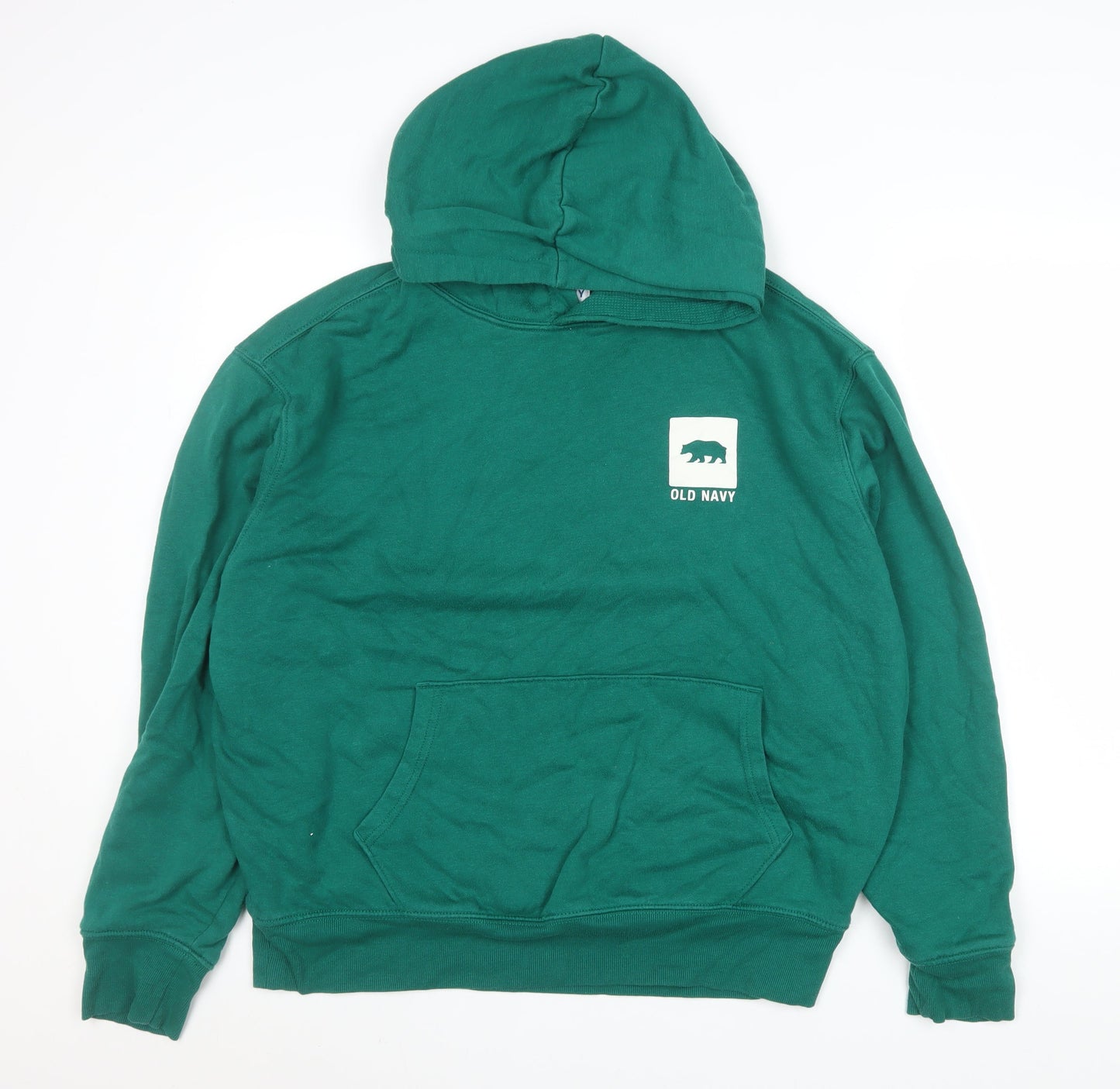 Old Navy Men’s Green Pullover Hoodie L Hooded Sweatshirt Logo Cozy Lined