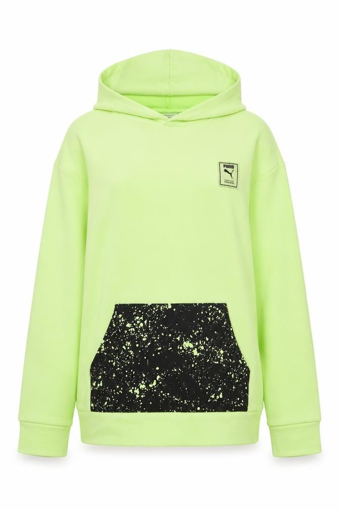 Front view of Puma women’s green hooded pullover sweatshirt xl cotton blend