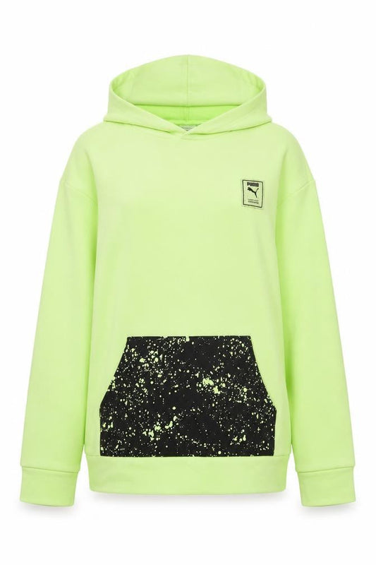 Front view of Puma women’s green hooded pullover sweatshirt xl cotton blend