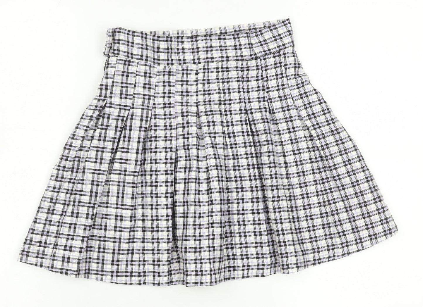 Bershka Women's Multicoloured Pleated High Rise Short Skirt XS