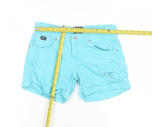 Superdry Women’s Blue Chino Shorts Size 6 Vintage Style 100% Cotton