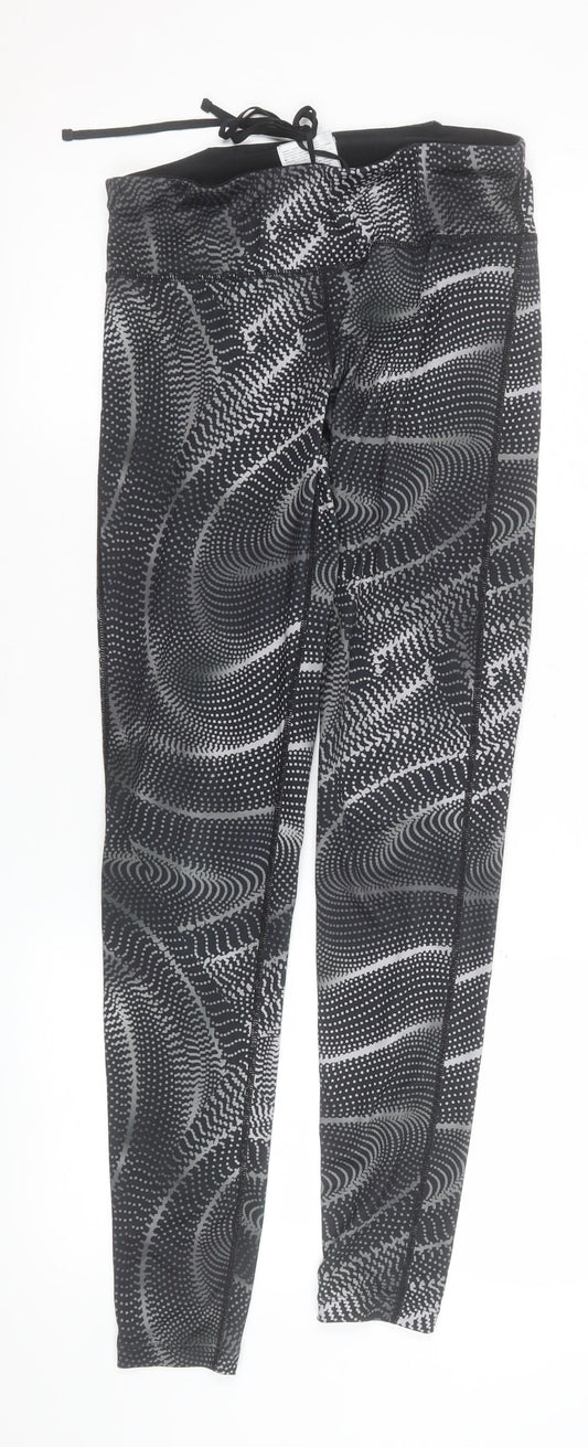 Nike Women's Black Dri-FIT Printed Leggings S Slim Fit Activewear Trousers