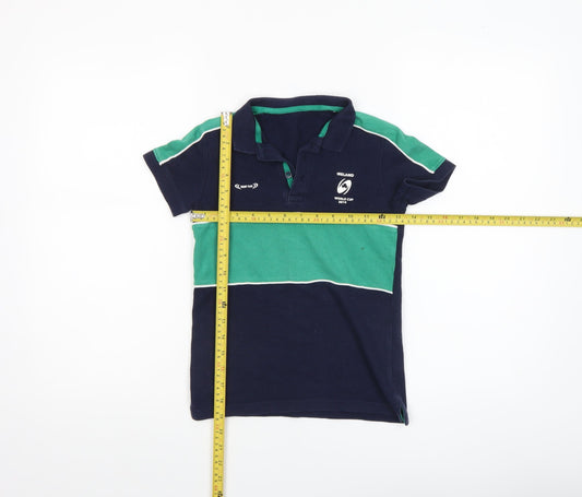 Bennetton Boys Blue & Green Rugby World Cup Polo Shirt 6-7 Years