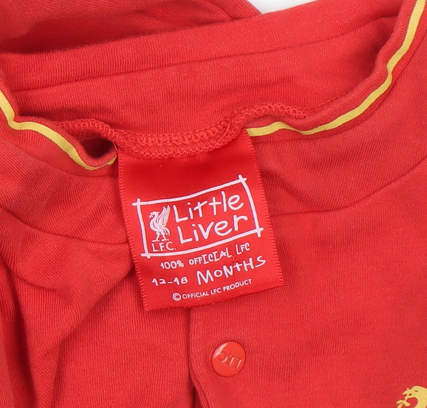 Little Liver Liverpool FC Red Unisex Baby 12-18 Months Long Sleeve Babygrow