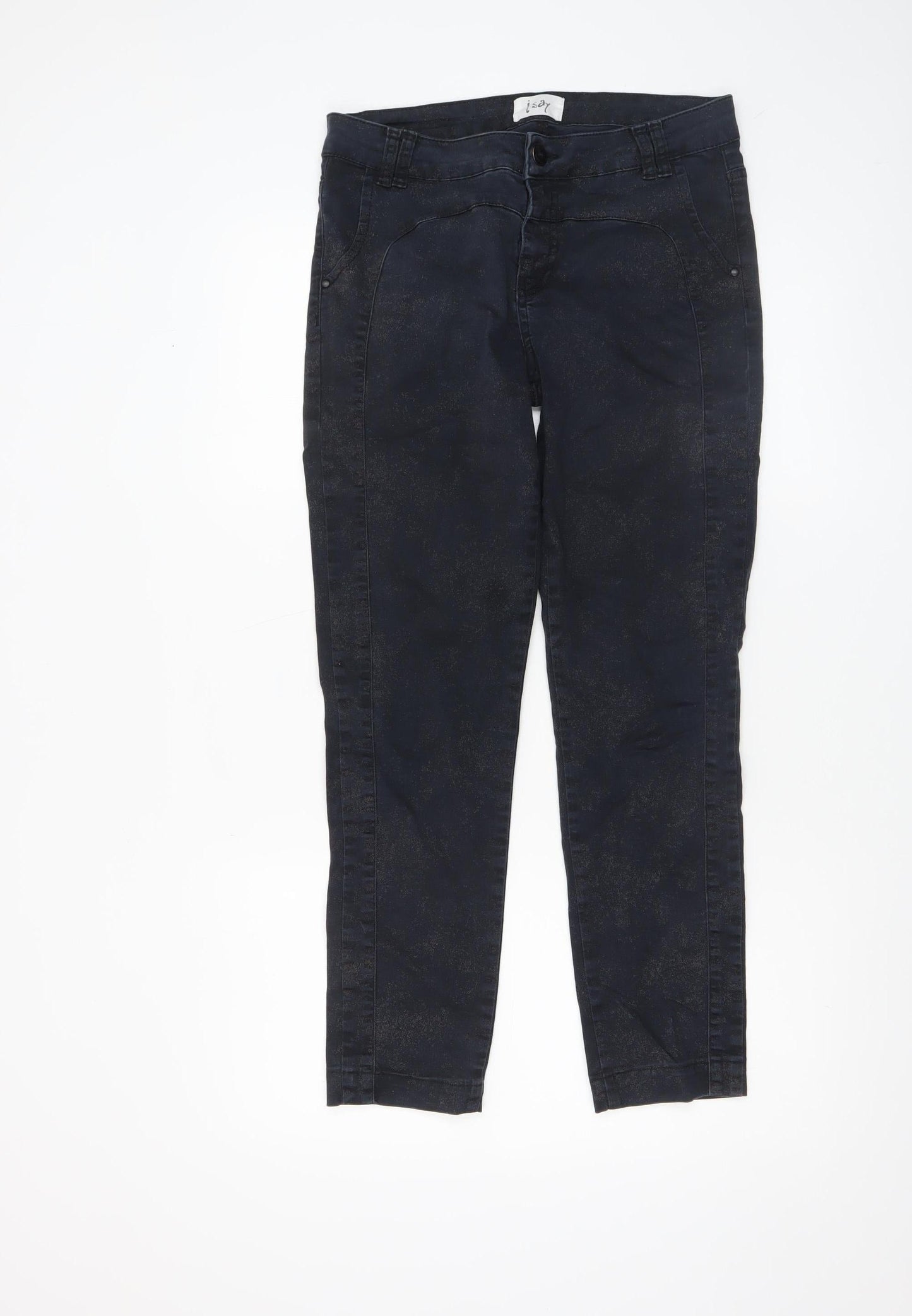 I Say Womens Black Slim Fit Stretch Trousers Size 12