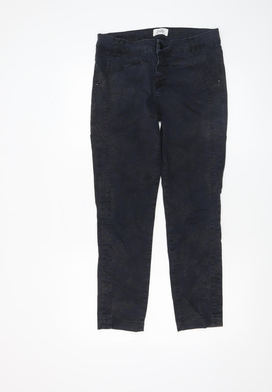 I Say Womens Black Slim Fit Stretch Trousers Size 12