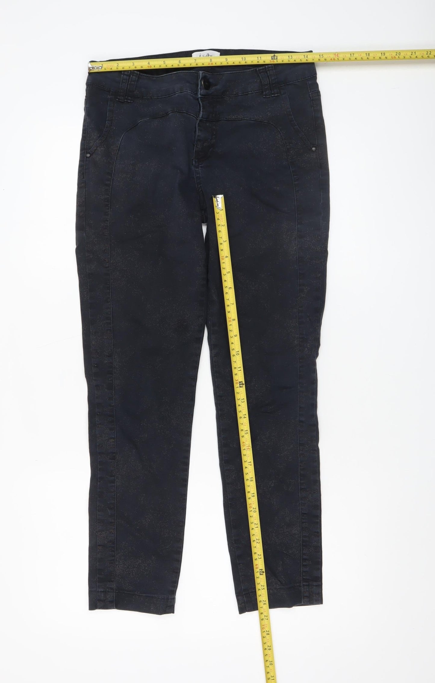 I Say Womens Black Slim Fit Stretch Trousers Size 12
