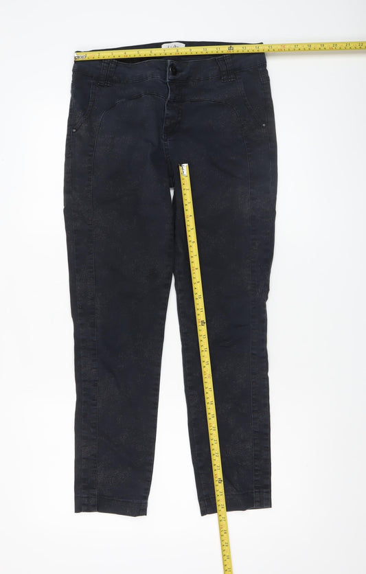 I Say Womens Black Slim Fit Stretch Trousers Size 12