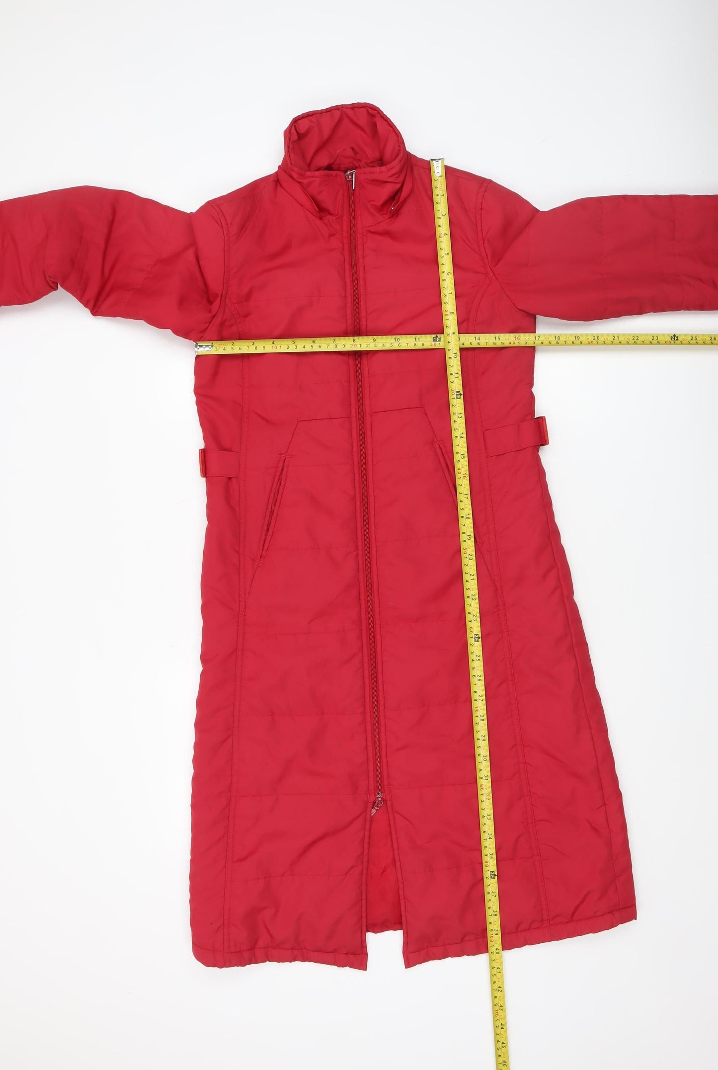 Xdye Womens Red Long Puffer Coat Size 8 Full Zip Winter Jacket