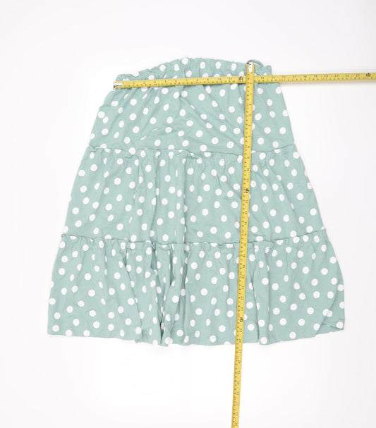 ASOS DESIGN Women's Green Polka Dot Cotton Peasant Skirt UK 10