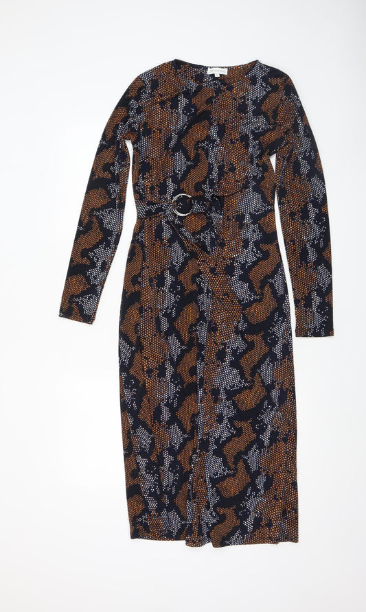 Warehouse Women’s Multicoloured Animal Print Midi Wrap Dress Size 8