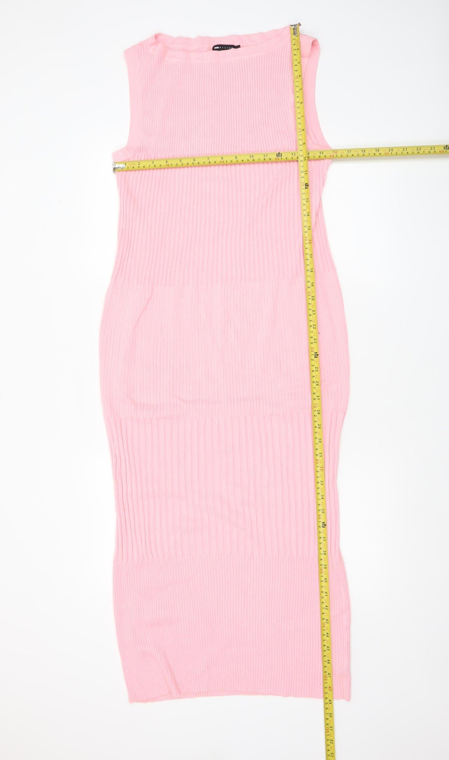 ASOS Design Women Pink Knit Sleeveless Bodycon Midi Dress Size L