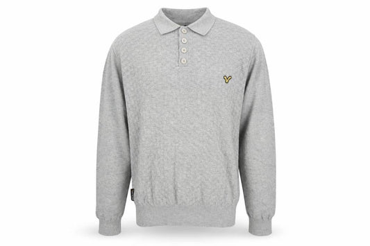 Voi Jeans Men Grey Cotton Collared Henley Jumper XL