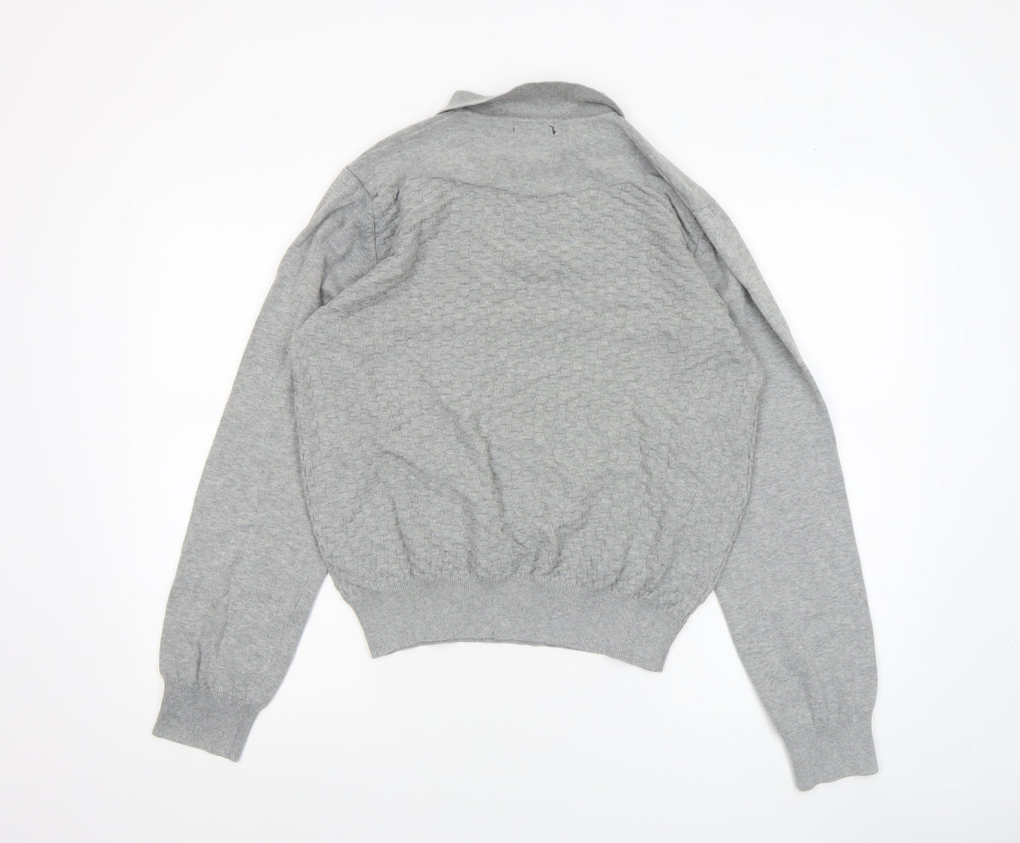 Voi Jeans Men Grey Cotton Collared Henley Jumper XL
