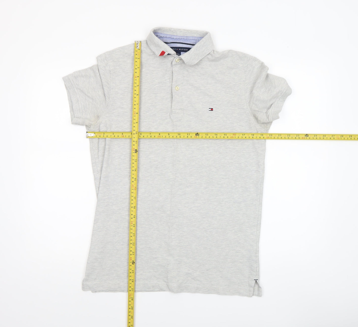 Tommy Hilfiger Men's Grey Slim Fit Cotton Polo Shirt Size M