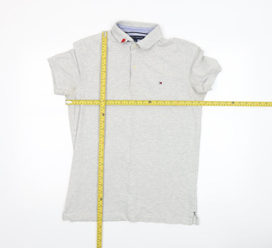 Tommy Hilfiger Men's Grey Slim Fit Cotton Polo Shirt Size M