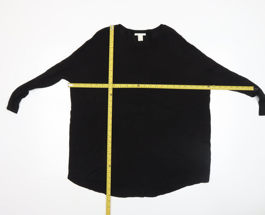 H&M Women Black Relaxed Long Sleeve Pullover Jumper Size 8