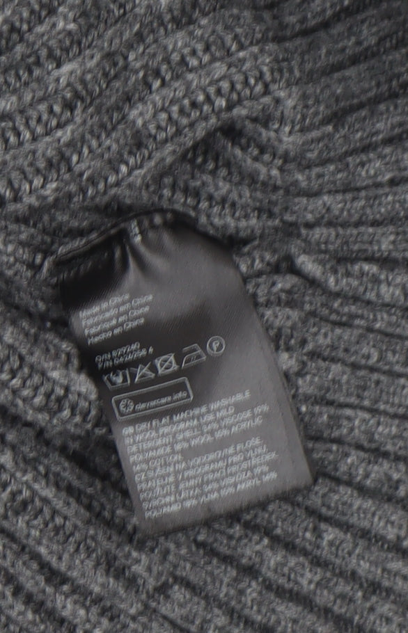 H&M Men’s Grey Chunky-Knit Acrylic Jumper Size S Crew Neck Casual