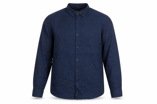 Front view of Dunnes Men’s Blue Regular Fit Long Sleeve Button-Up Shirt M