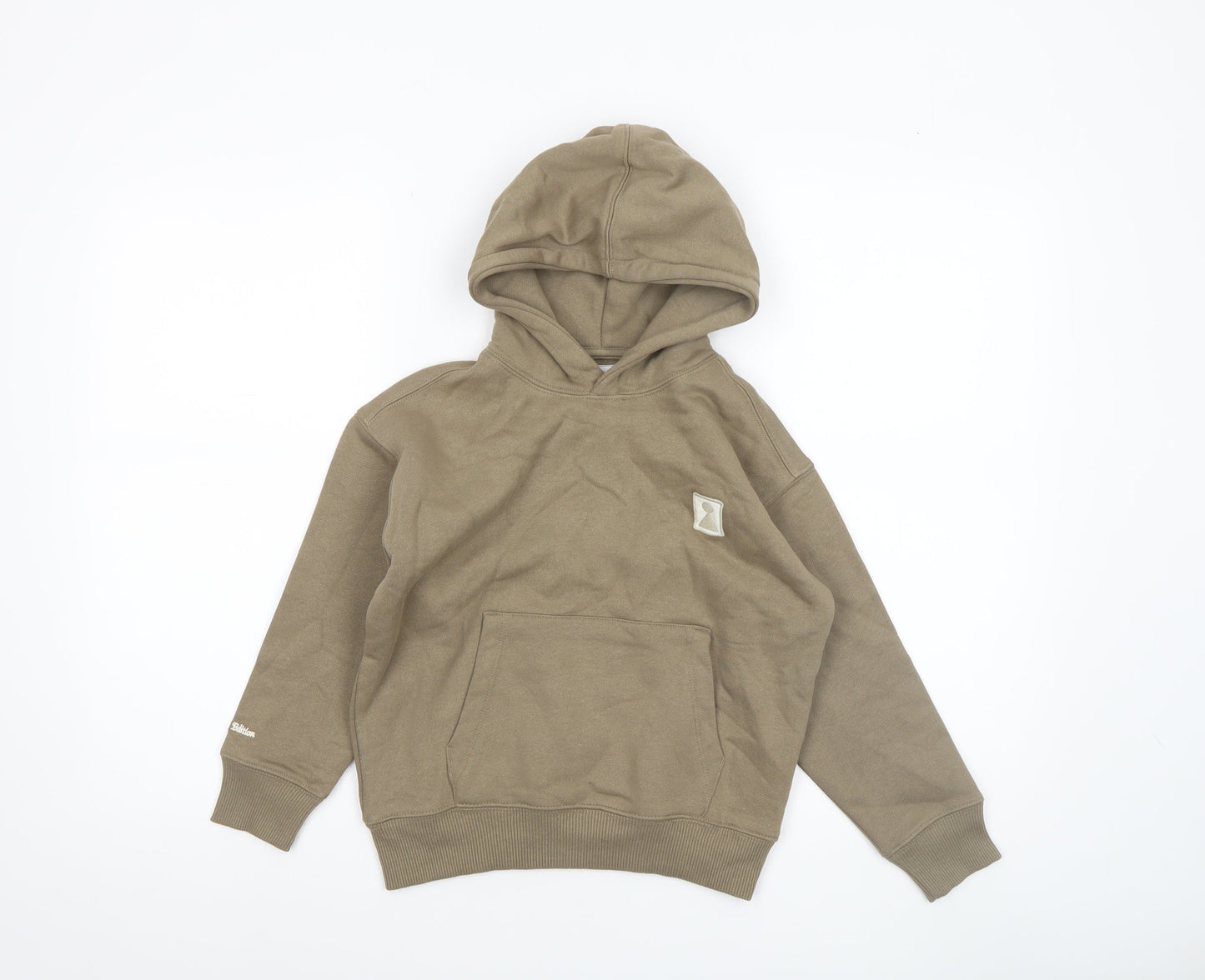 Zara Boys Beige Pullover Hoodie 6-7 Years Cotton Blend Casual Sweatshirt