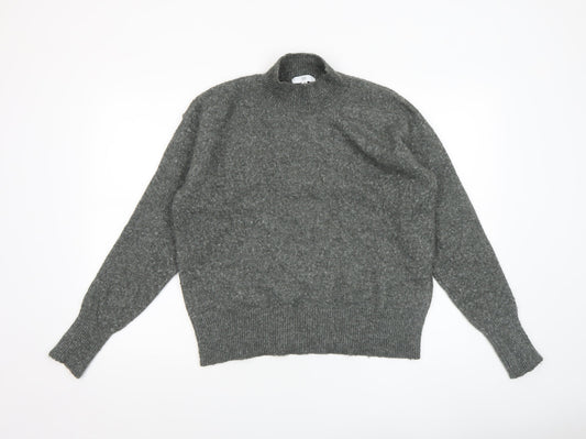 RR Womens Grey Mock Neck Wool Blend Pullover Jumper M