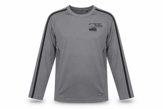 Front view of Next boys’ grey long sleeve sports top 15 years polyester activewear