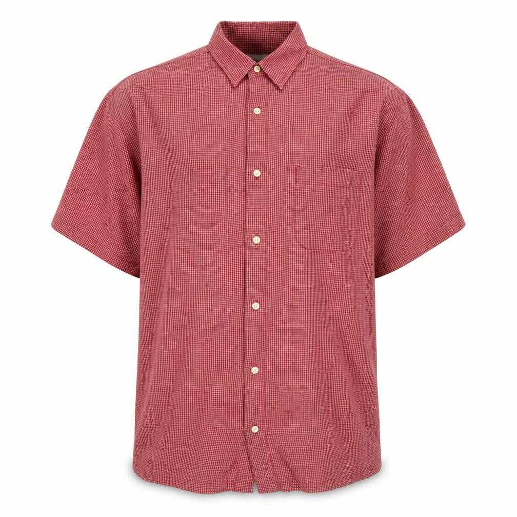 Breakwater Men's Red Check Short Sleeve Button-Up Shirt L Regular Fit
