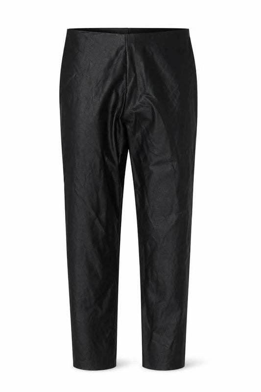 Front view of Gallery Women’s Black Faux Leather Leggings, size UK 16, Stretch Slim Fit