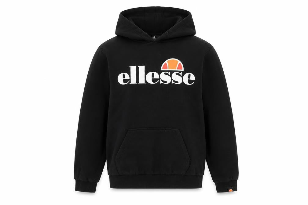 Ellesse Boys Black Pullover Hoodie 12-13 Years Logo Cotton Blend