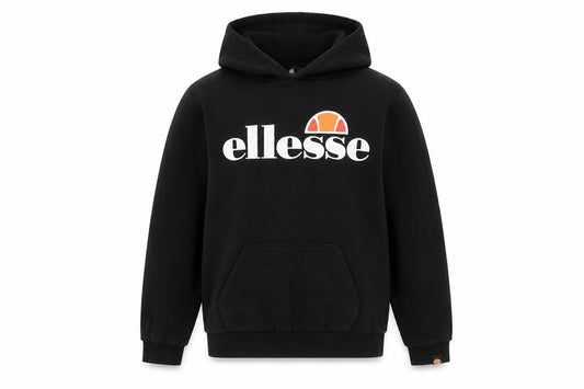 Ellesse Boys Black Pullover Hoodie 12-13 Years Logo Cotton Blend