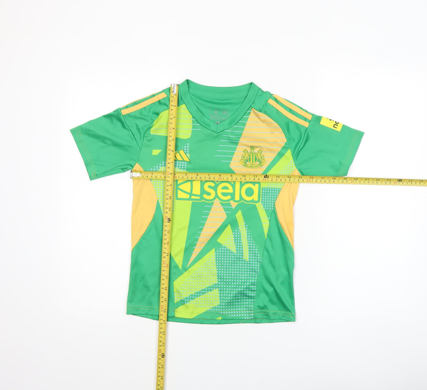 adidas Boys Green Slim Fit Football Jersey T-Shirt Size 22