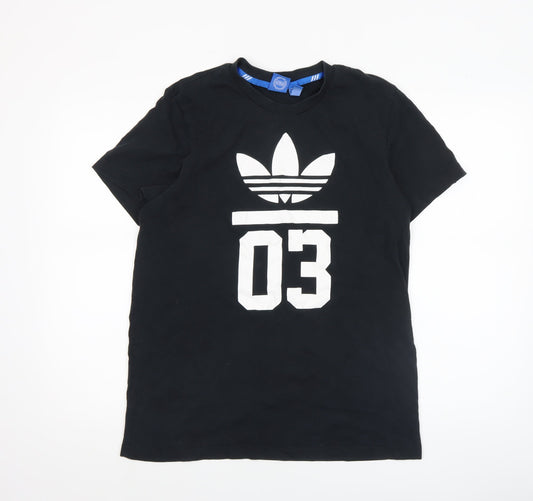 Adidas Men's Black Graphic Print Cotton Sports T-Shirt M