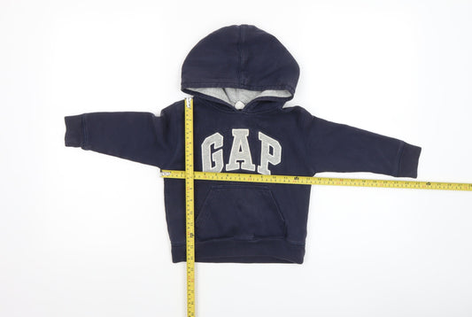 GAP Boys Navy Blue Pullover Hoodie 3 Years Cotton Logo Sweatshirt