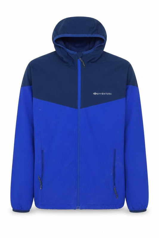 Avventura Men's Blue Hooded Windbreaker Jacket Size M Lightweight Outdoor