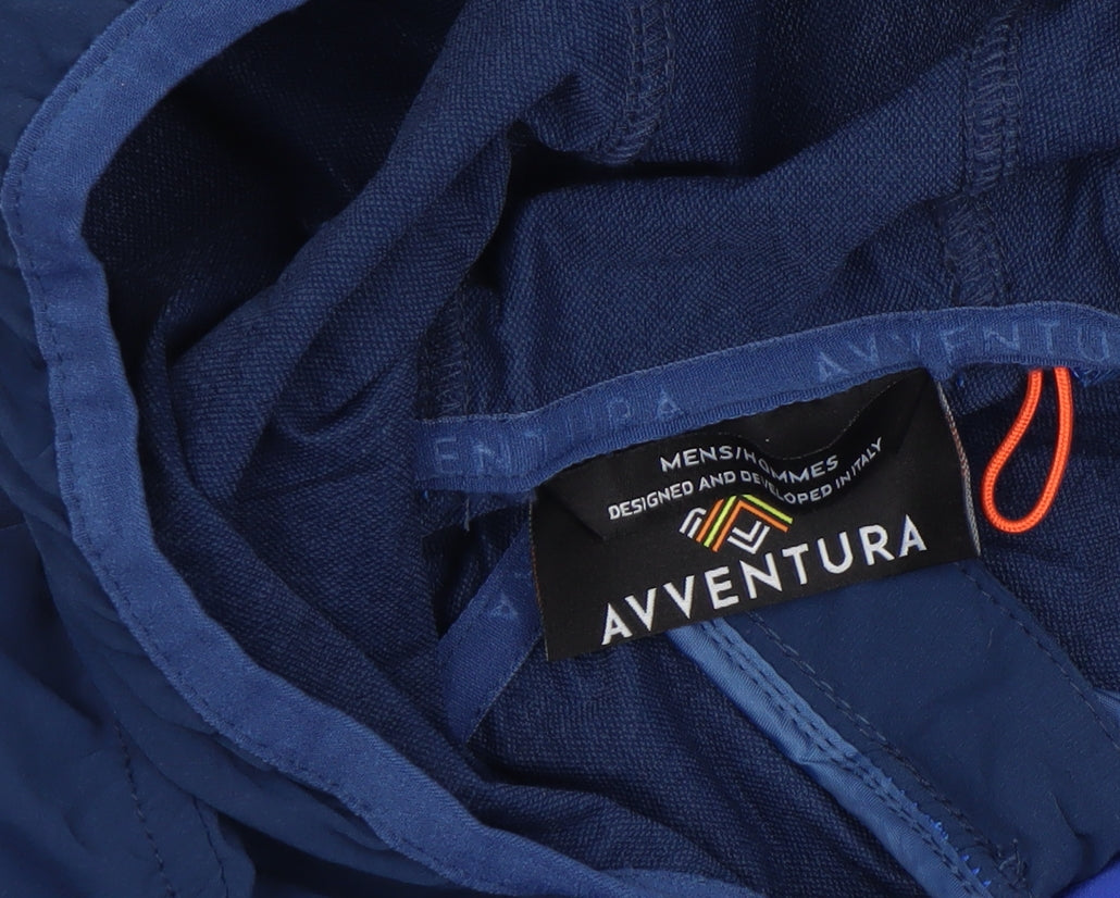 Avventura Men's Blue Hooded Windbreaker Jacket Size M Lightweight Outdoor