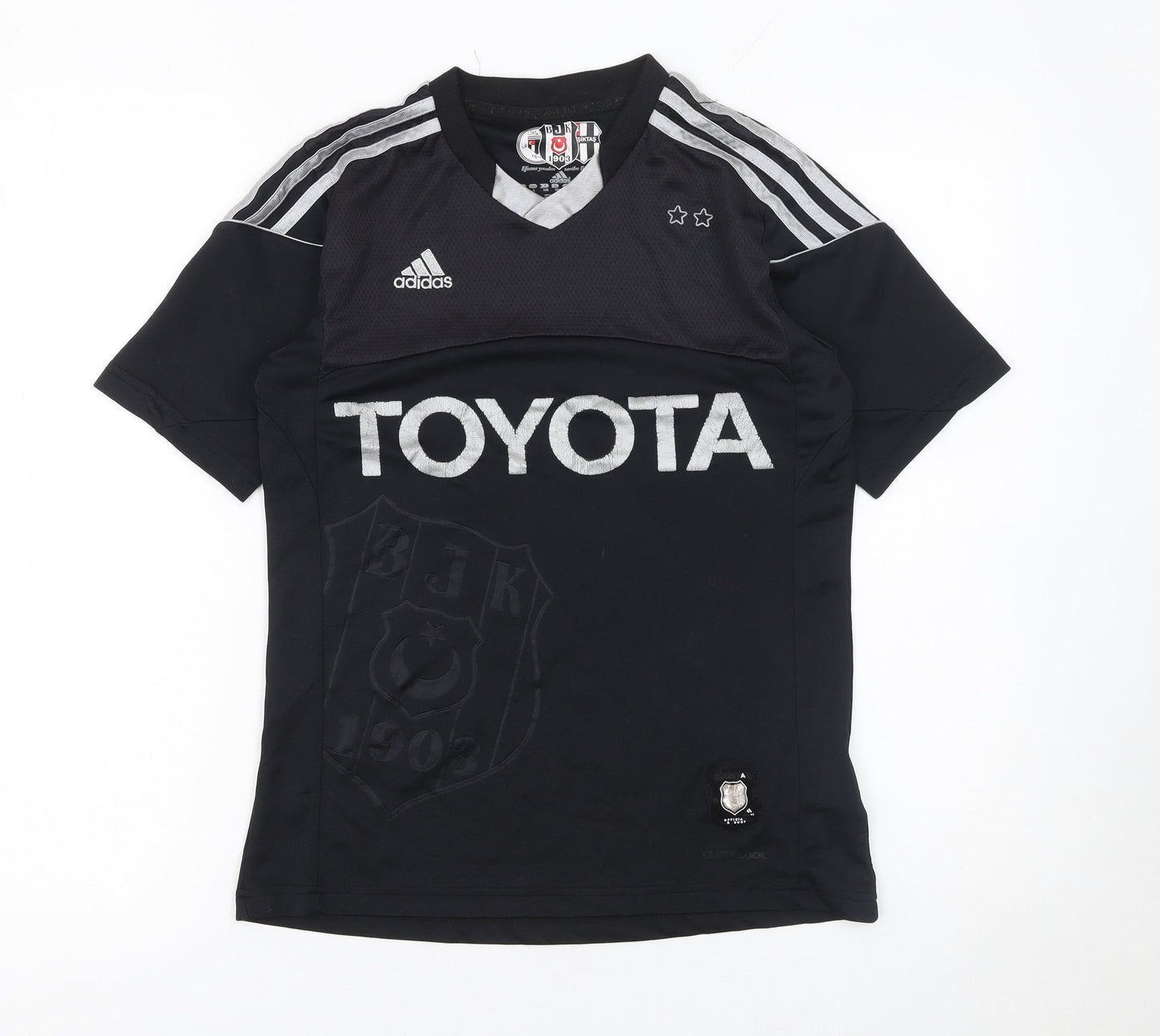 Adidas Boys Black Beşiktaş Football Jersey T-Shirt 13-14 Years Lightweight