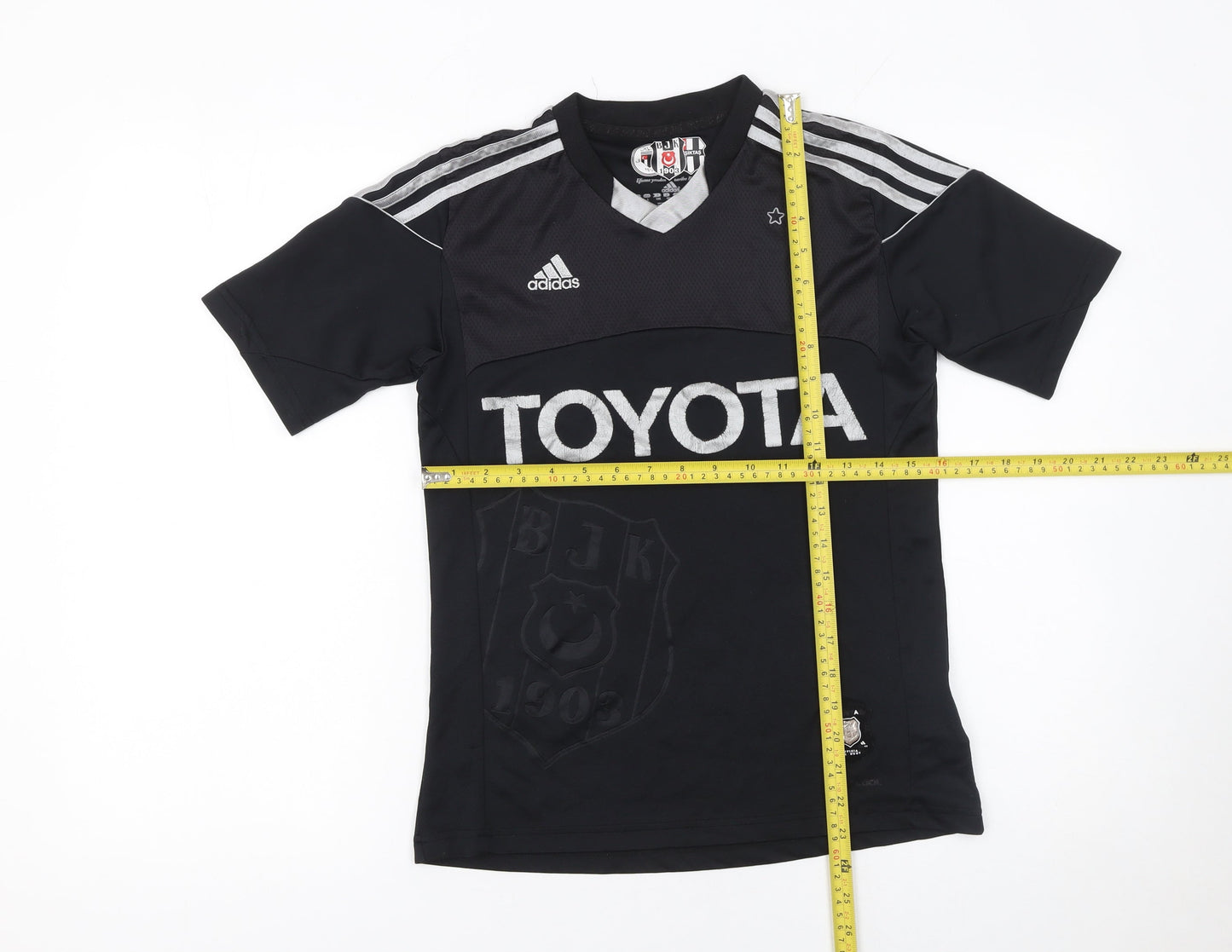 Adidas Boys Black Beşiktaş Football Jersey T-Shirt 13-14 Years Lightweight