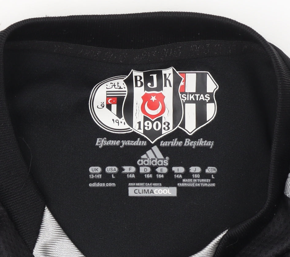 Adidas Boys Black Beşiktaş Football Jersey T-Shirt 13-14 Years Lightweight