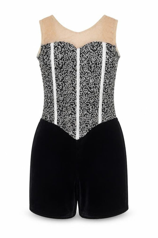 Razzle Dazzle Women Black Sequin Velvet Dance Playsuit Size 8