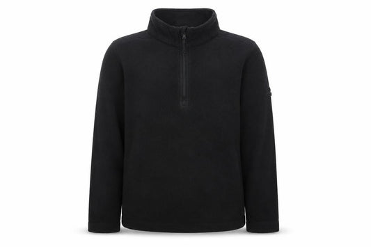 Front view of TOG24 boys’ black fleece 1/2 zip pullover sweatshirt 10-11 years