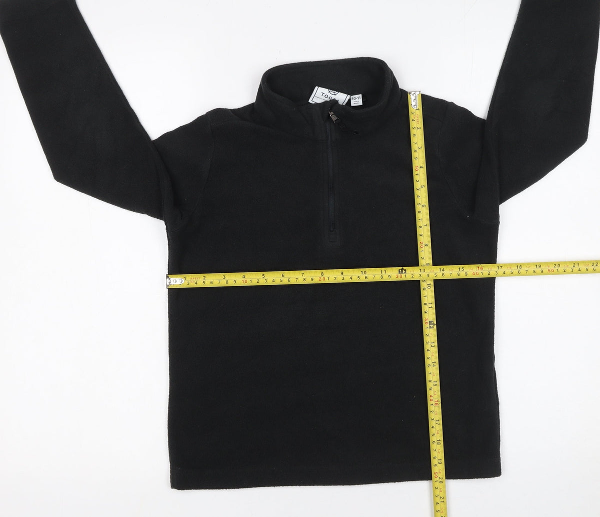 Back view of TOG24 boys’ black fleece 1/2 zip pullover sweatshirt 10-11 years