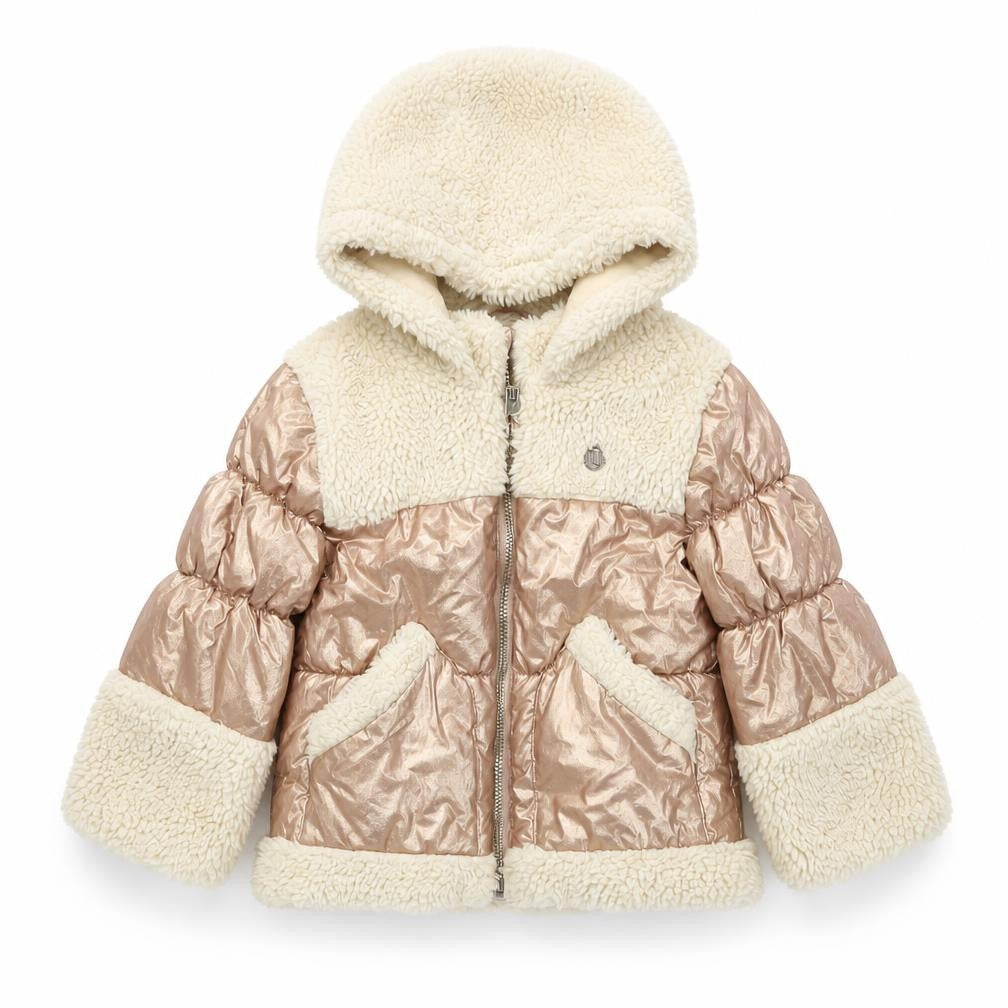River Island Unisex Baby Beige Puffer Jacket 12-18 Months Hooded Winter Coat